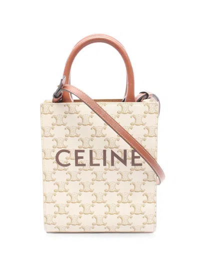 Pre-owned Celine 2000s Vertical Cabas Triomphe Open-top Tote Bag In Neutrals