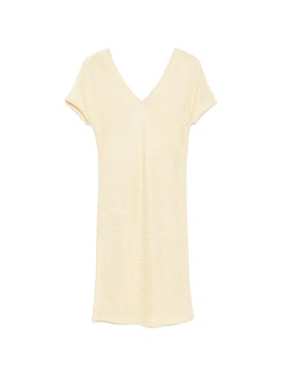 Pre-owned Celine 2000s V-neck Midi Dress In Yellow