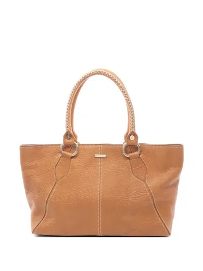 Pre-owned Celine 2000s Whipstitch Leather Tote Bag In Brown