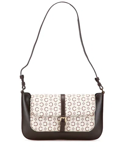 Pre-owned Celine 2001 C Macadam Canvas And Leather Shoulder Bag In Brown