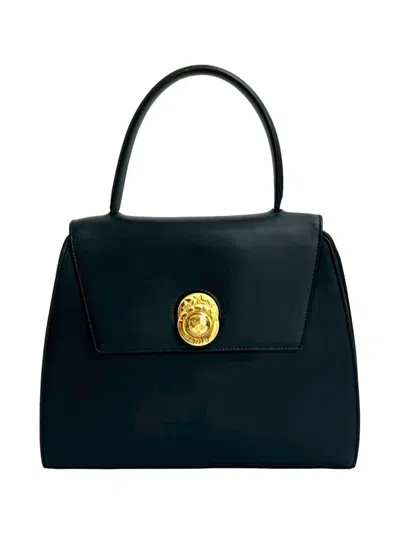 Pre-owned Celine 2001 Calfskin Star Ball Top Handle Bag Satchel In Blue
