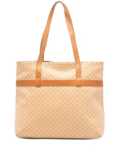 Pre-owned Celine 2001 Macadam Coated Canvas Tote Bag In Neutral