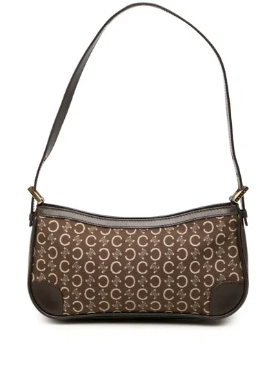 Pre-owned Celine 2002 C Macadam Canvas Shoulder Bag In Brown