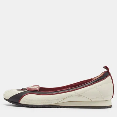 Pre-owned Celine 2002 Fifa World Cup Commemorative Size 37 Tricolor Leather Ballet Flats In Cream