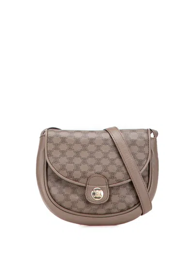 Pre-owned Celine 2002 Macadam Leather Crossbody Bag In Brown