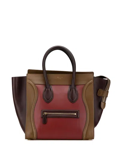 Pre-owned Celine 2002 Mini Tricolor Leather Luggage Tote Bag In Multicolour