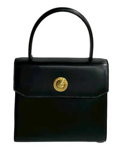 Pre-owned Celine 2003 Calfskin Star Ball Top Handle Bag Satchel In Black