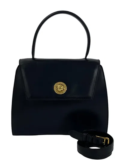 Pre-owned Celine 2004 Calfskin Star Ball Top Handle Bag Satchel In Black