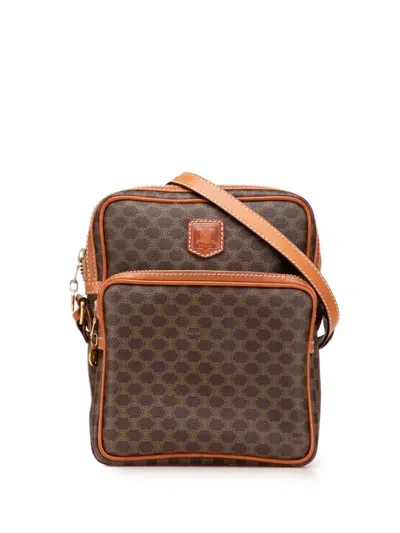 Pre-owned Celine 2005 Macadam Coated Canvas Crossbody Bag In Brown