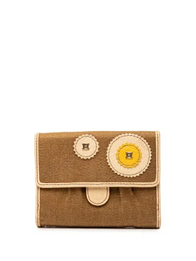 Pre-owned Celine 2006 Canvas Patches Wallet Small Wallets In Brown