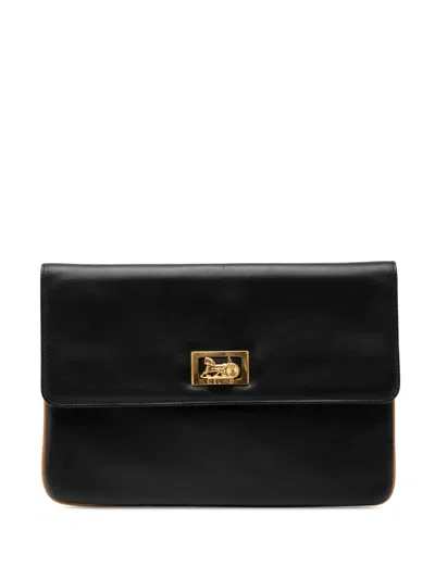 Pre-owned Celine 2006 Leather Carriage Clutch Bag In Black