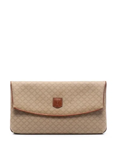 Pre-owned Celine 2006 Macadam Coated Canvas Clutch Bag In Neutral