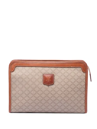 Pre-owned Celine 2006 Macadam Coated Canvas Clutch Bag In Neutrals