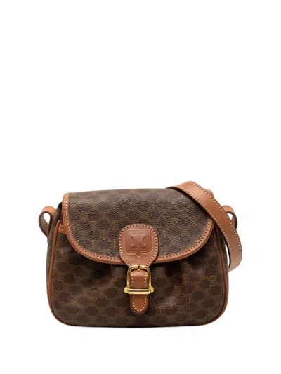 Pre-owned Celine 2006 Macadam Coated Canvas Crossbody Bag In Brown