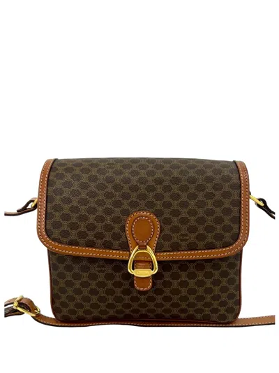 Pre-owned Celine 2006 Macadam Coated Canvas Crossbody Bag In Brown