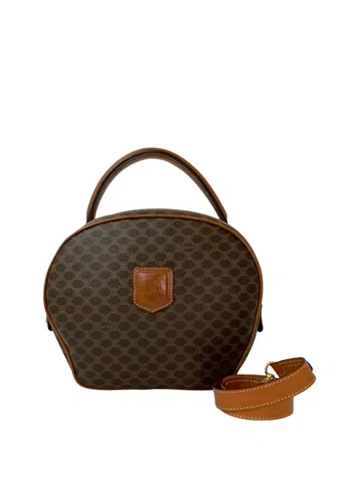 Pre-owned Celine 2006 Macadam Coated Canvas Dome Satchel In Brown
