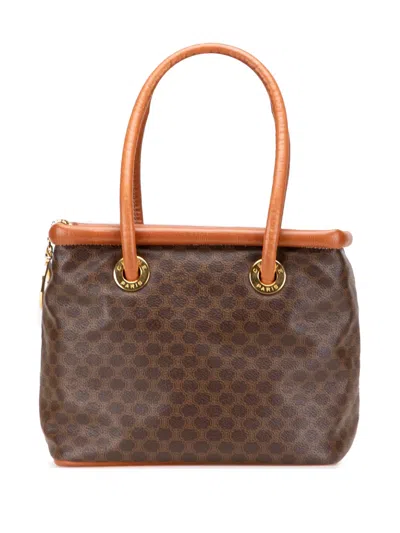 Pre-owned Celine 2006 Macadam Coated Canvas Handbag In Brown