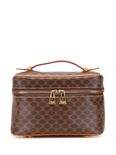 Pre-owned Celine 2006 Macadam Coated Canvas Vanity Bag In Brown