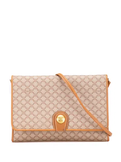 Pre-owned Celine 2007 Macadam Coated Canvas Crossbody Bag In Brown