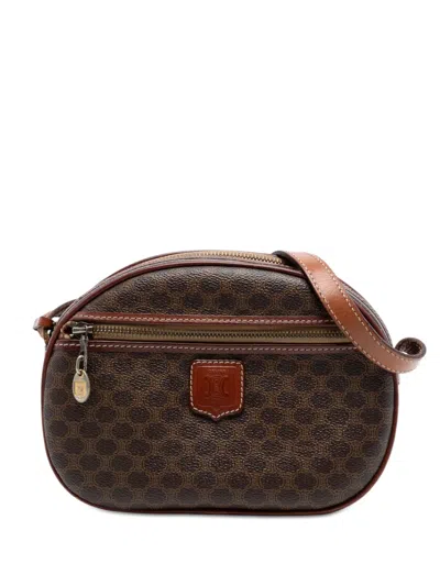 Pre-owned Celine 2007 Macadam Coated Canvas Crossbody Bag In Brown