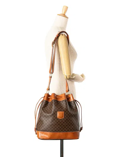 Pre-owned Celine 2007 Macadam Coated Canvas Drawstring Bucket Bag