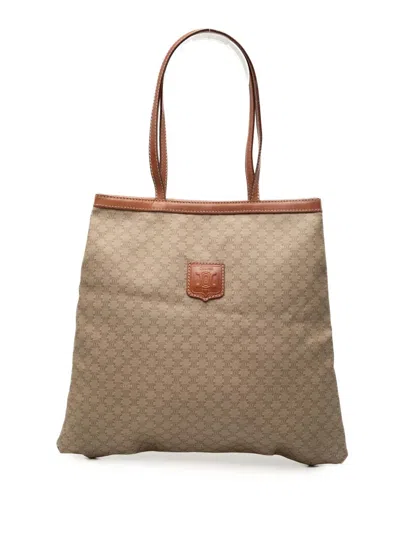 Pre-owned Celine 2007 Macadam Coated Canvas Tote Bag In Neutral