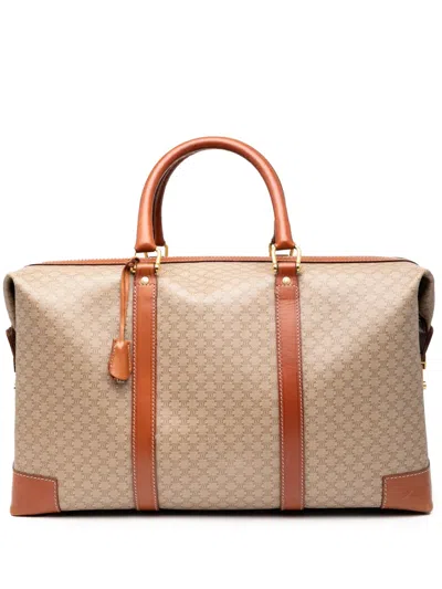 Pre-owned Celine 2007 Macadam Coated Canvas Travel Bag In Brown