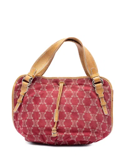 Pre-owned Celine 2007 Macadam Denim Bittersweet Hobo Handbag In Red