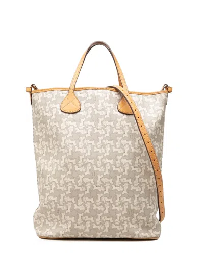 Pre-owned Celine 2008 Horse Carriage Coated Canvas Convertible Tote Satchel In Grey