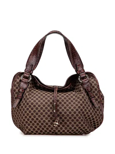 Pre-owned Celine 2008 Macadam Canvas Bittersweet Hobo Bag In Brown