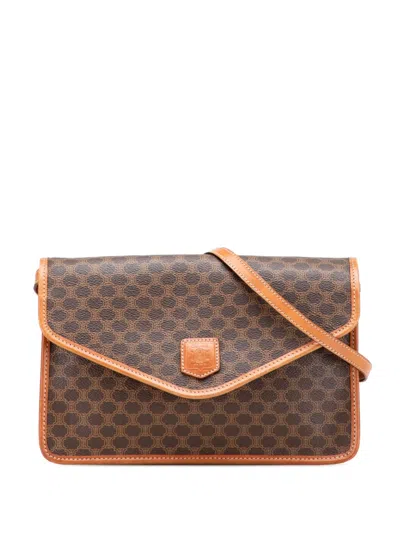 Pre-owned Celine 2008 Macadam Coated Canvas Crossbody Bag In Brown