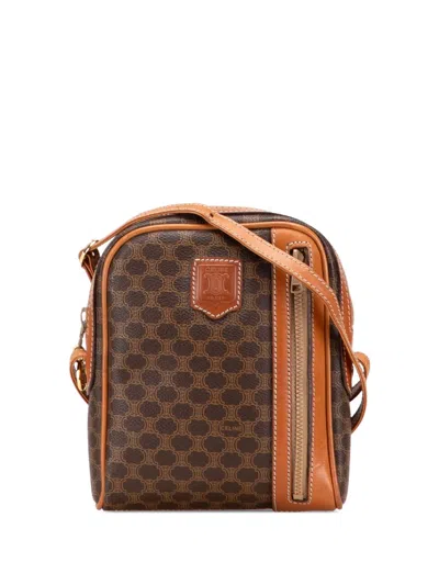 Pre-owned Celine 2008 Macadam Coated Canvas Crossbody Bag In Brown