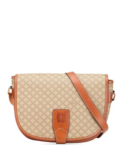 Pre-owned Celine 2008 Macadam Coated Canvas Crossbody Bag In Brown