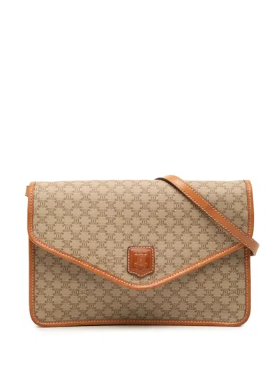Pre-owned Celine 2008 Macadam Coated Canvas Crossbody Bag In Neutrals