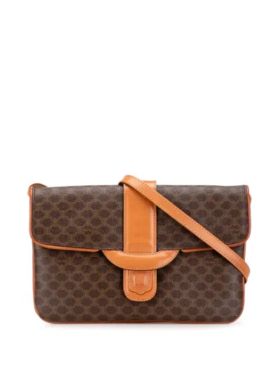 Pre-owned Celine 2008 Macadam Coated Canvas Shoulder Bag In Brown