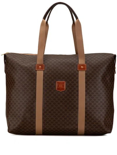 Pre-owned Celine 2008 Macadam Coated Canvas Travel Bag In Brown