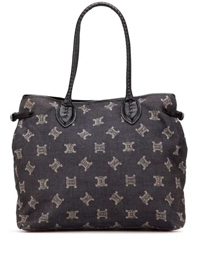 Pre-owned Celine 2008 Macadam Denim Tote Bag In Gray