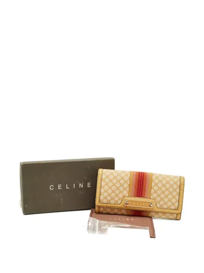 Pre-owned Celine 2008 Macadam Embossed-leather Wallet In Orange