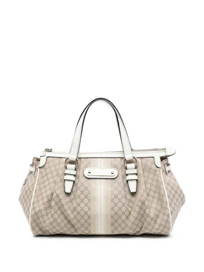 Pre-owned Celine 2009 Macadam Canvas Handbag In Brown
