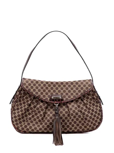 Pre-owned Celine 2009 Macadam Canvas Shoulder Bag In Brown