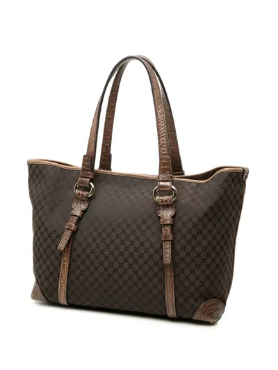 Pre-owned Celine 2009 Macadam Canvas Tote Bag In Brown