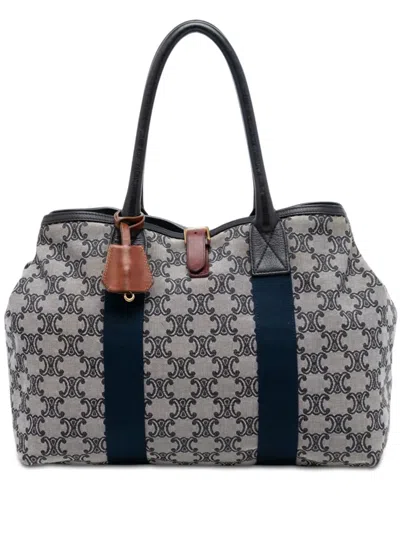 Pre-owned Celine 2009 Macadam Canvas Tote Bag In Gray