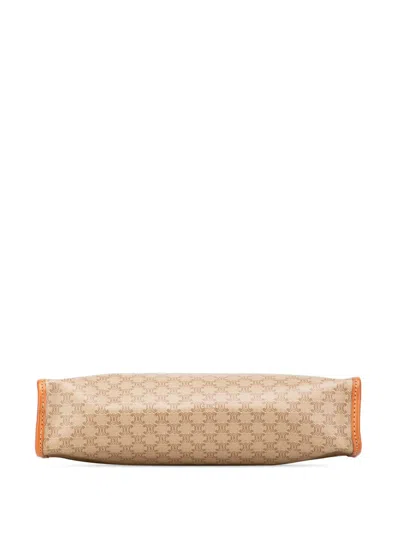 Pre-owned Celine 2009 Macadam Coated Canvas Clutch Bag In Brown