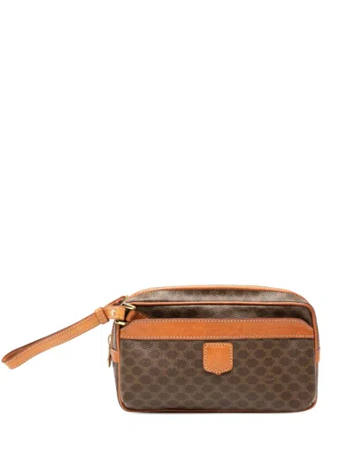 Pre-owned Celine 2009 Macadam Coated Canvas Clutch Bag In Brown