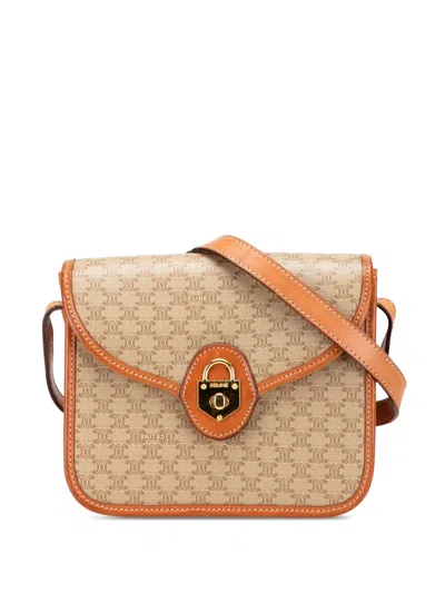Pre-owned Celine 2009 Macadam Coated Canvas Crossbody Bag In Brown