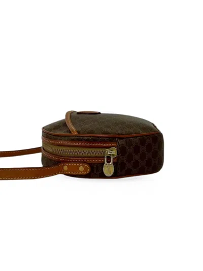 Pre-owned Celine 2009 Macadam Coated Canvas Crossbody Bag In Brown