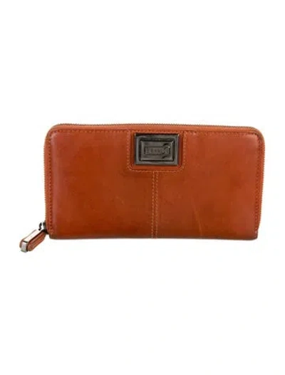 Pre-owned Celine 2009 Signature Logo Continental Wallet In Brown