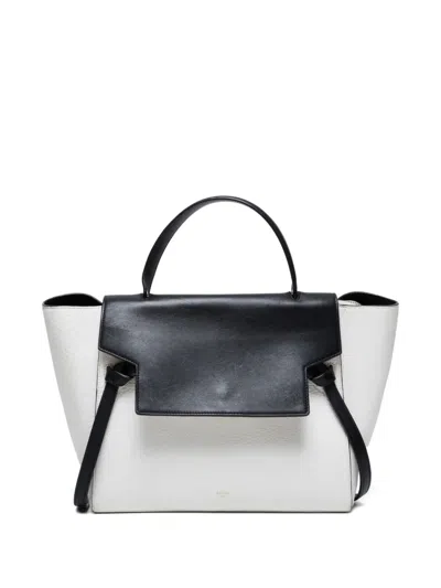 Pre-owned Celine 2010-2015 Belt Two-tone Leather Tote Bag In White