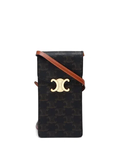 Pre-owned Celine 2010-2020s Triomphe Phone Pouch In Brown