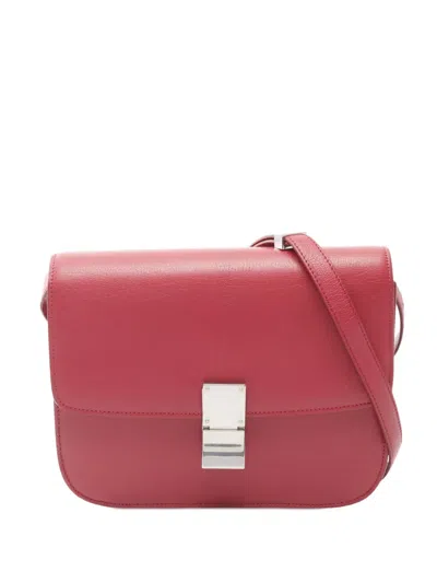 Pre-owned Celine 2010-2025 Medium Calfskin Classic Box Crossbody Bag In Red
